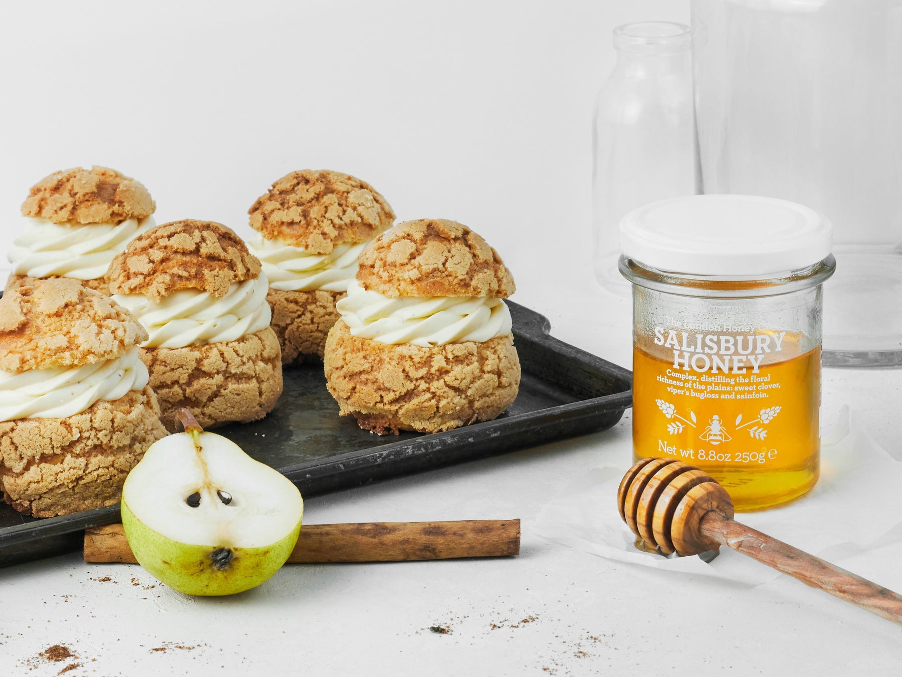 Spiced Honey & Pear Custard Choux Buns