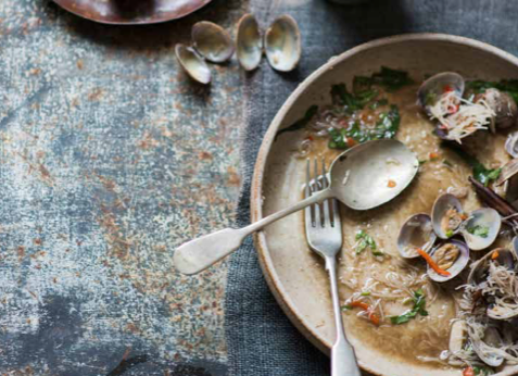 Fresh Clams in Rum Butter with Cinnamon Honey