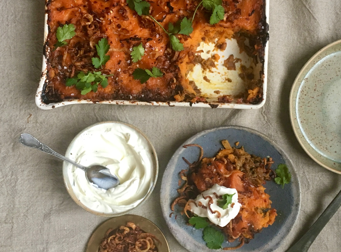 Lamb curry ‘shepherds pie’ & Isle of Purbeck