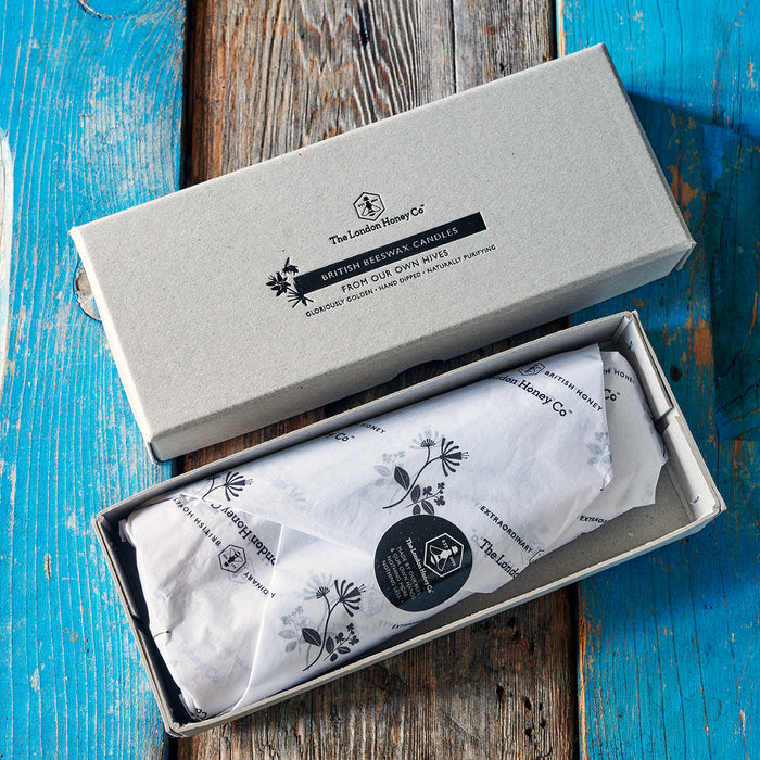 BRITISH BEESWAX CANDLES: Giant Stubby Pair in Gift Box