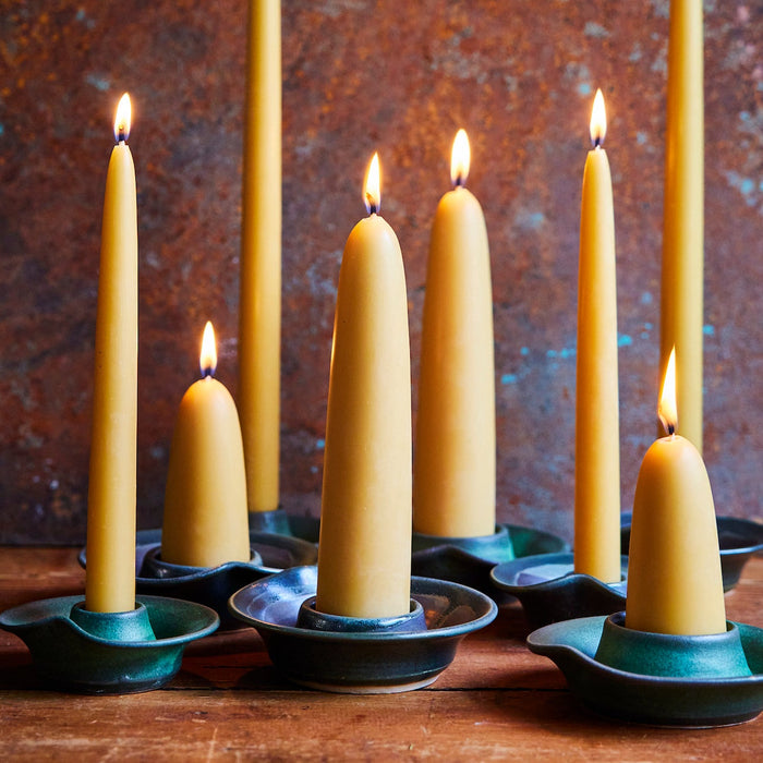 BRITISH BEESWAX CANDLES: Giant Stubby Pair in Gift Box