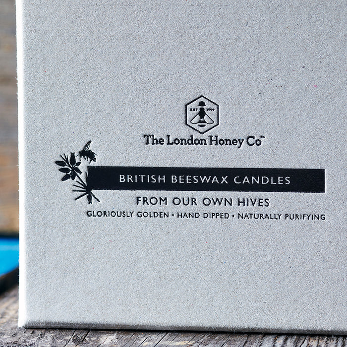 BRITISH BEESWAX CANDLES: Giant Stubby Pair in Gift Box